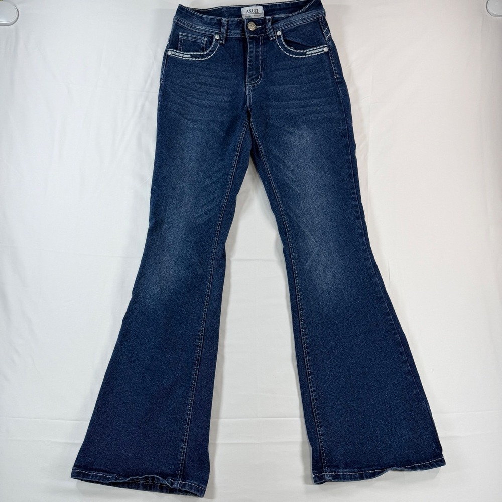 Angel Jeans Women 5/25‎ Dark Wash Flare Butterfly Embroidered Rhinestone Y2K